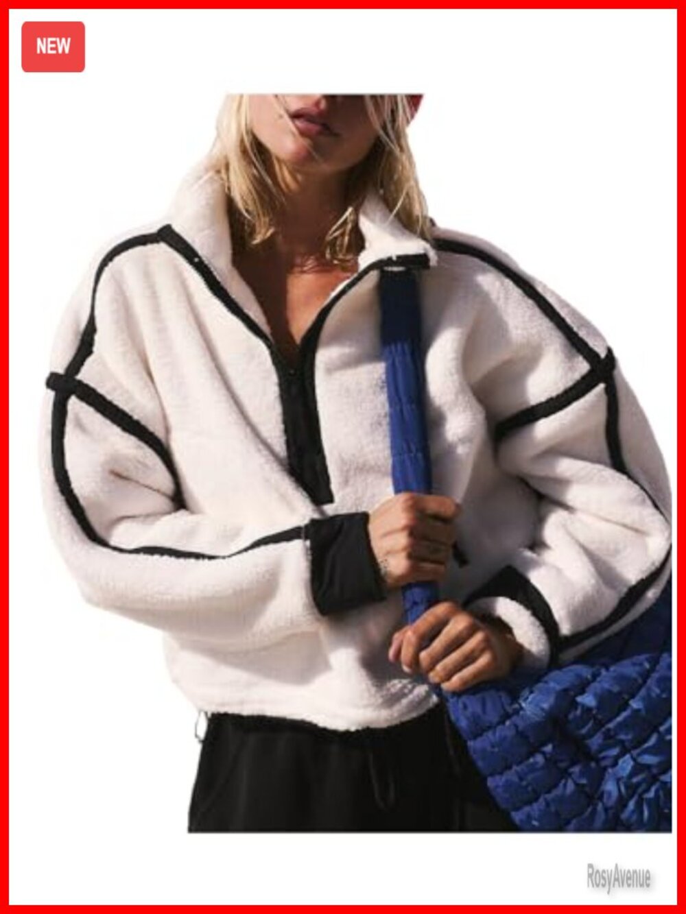 Women's Fleece Half Zip Pullover Oversized Workout Crop Hoodie with Pocket